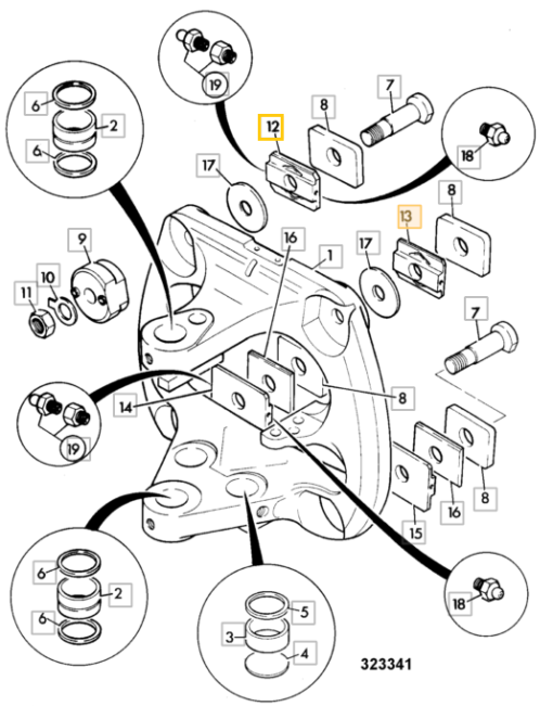 332/D1432 NEXGEN Polyamidový klzák horný blokácie posuvu ramena JCB 3CX, 4CX - Image 2