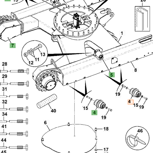 331/38932 ORIGINÁL Spodná nosná kladka JCB 8040 - 8050 - Image 3